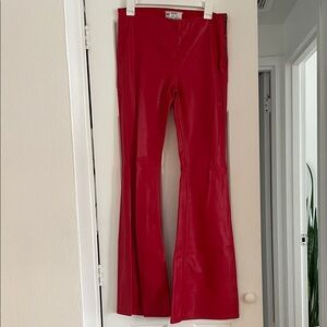 Free People Vibrant Faux Red Leather Pants